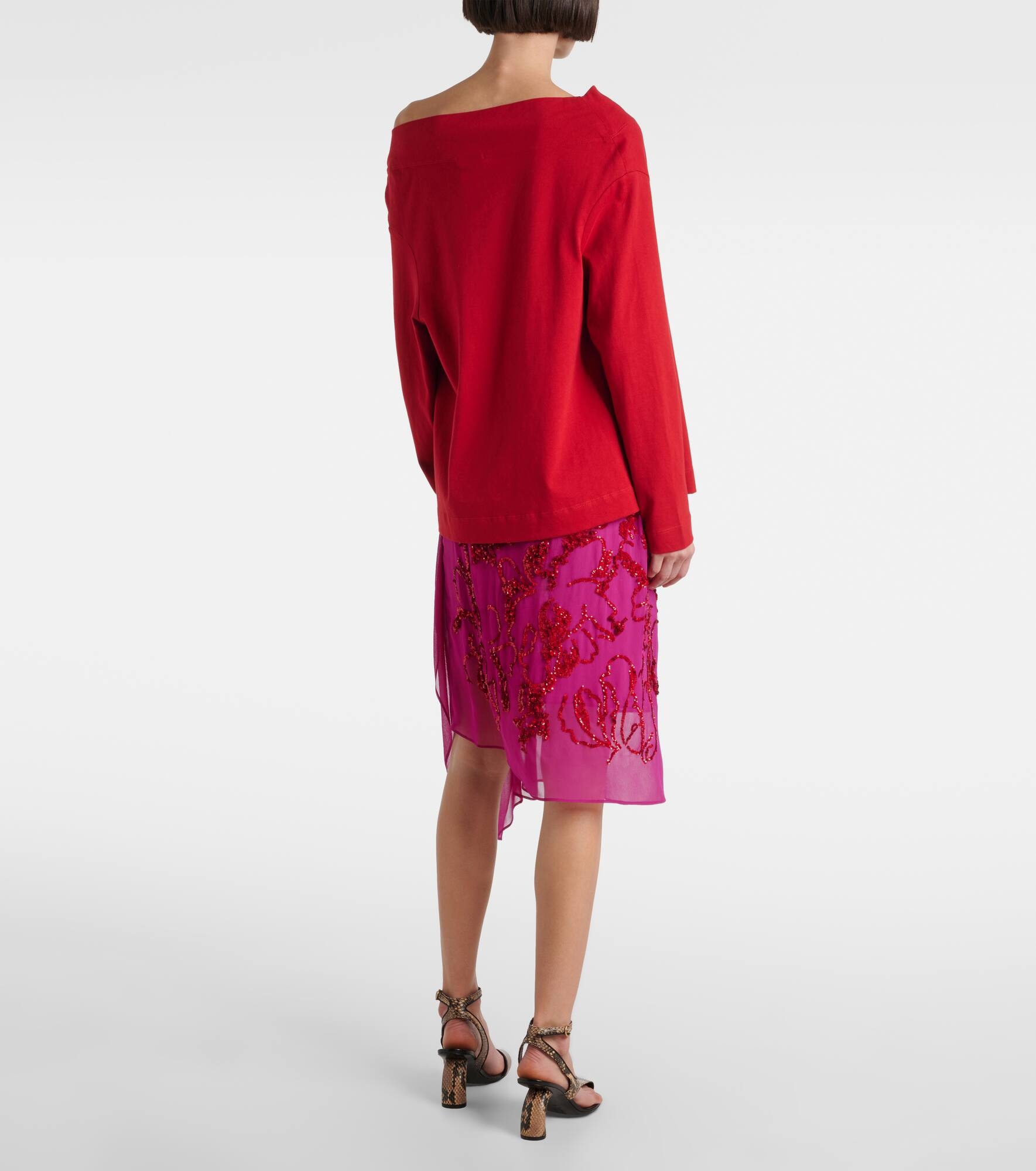 Gathered cotton jersey top - 3