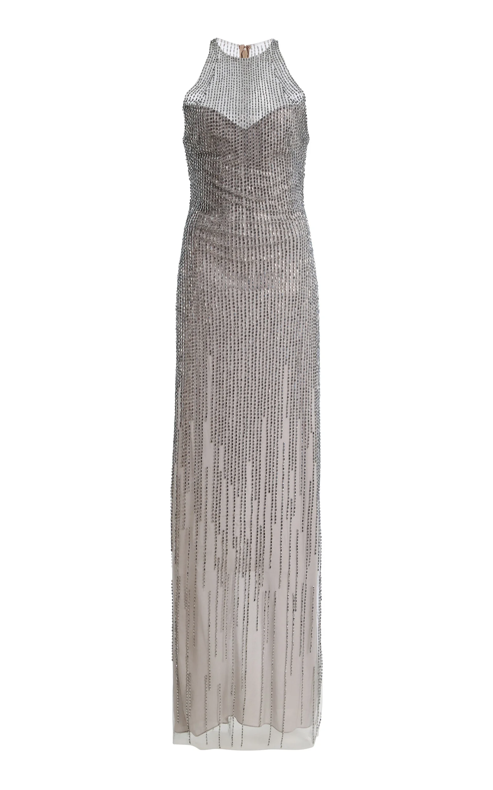 Halter Embroidered Gown silver - 1