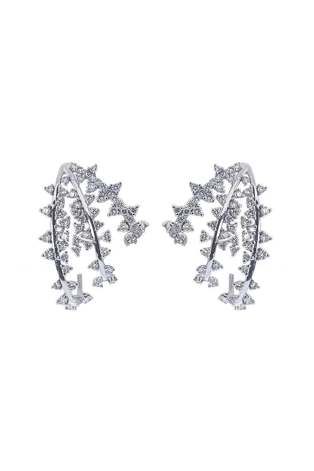 Diamond Scatter Tri-Hoop Earrings - 1