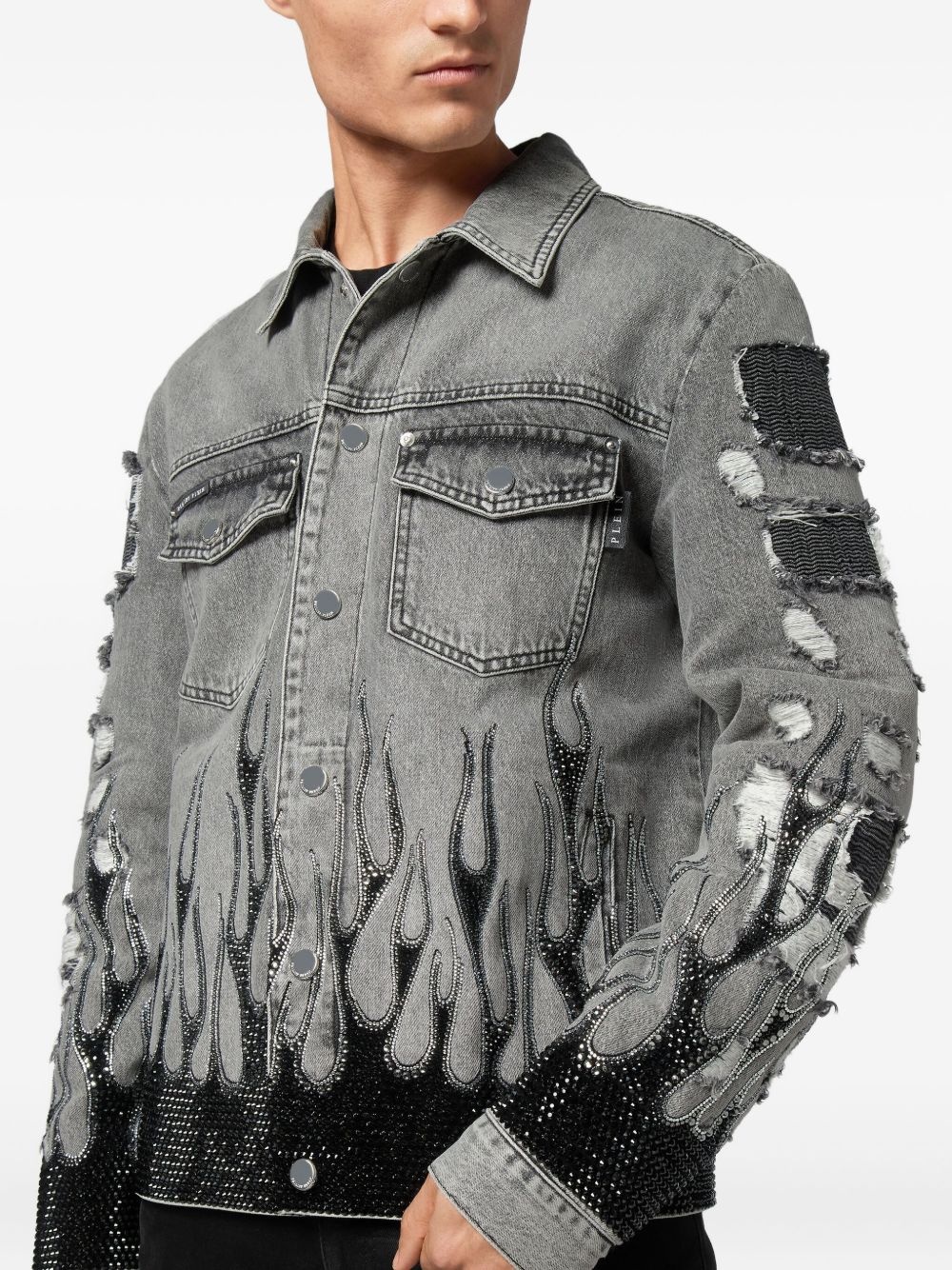 Strass Flame oversize denim jacket - 5