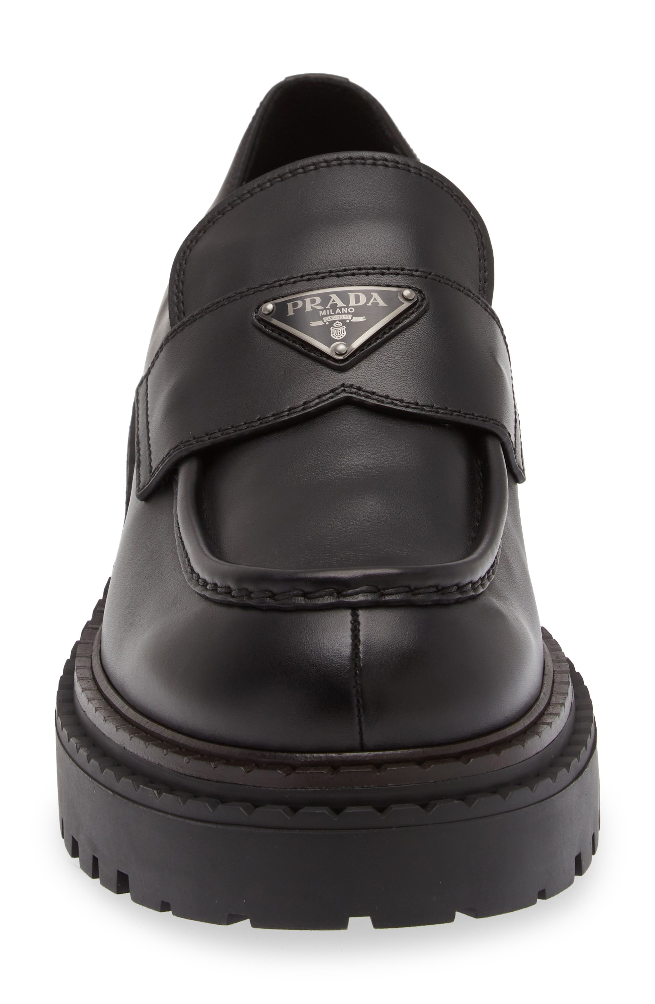 Prada Double Chocolate Platform Loafer in Nero at Nordstrom - 4