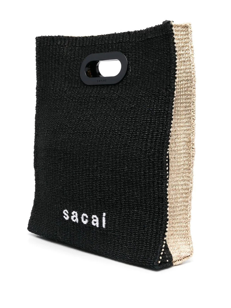 logo-embroidered woven tote bag 3