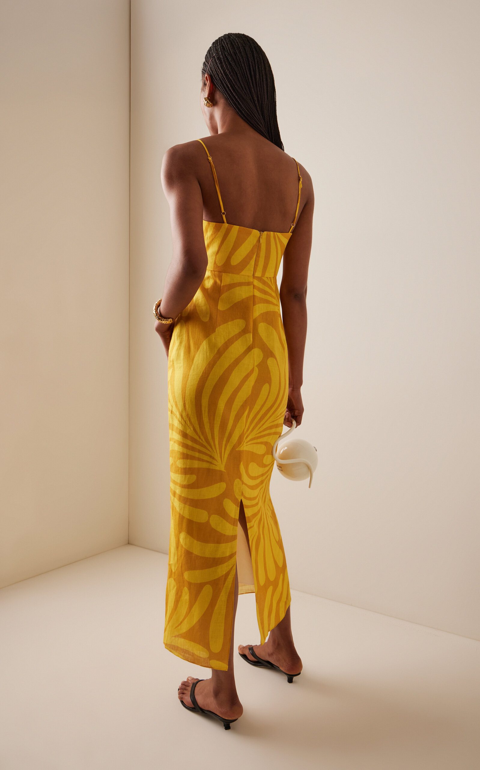 Exclusive Paloma Linen Midi Dress yellow - 4