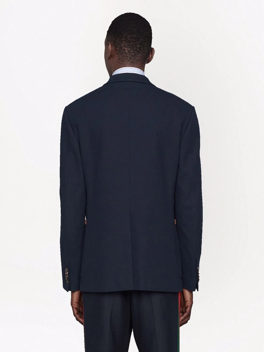 single-breasted Web-trim jacket - 4