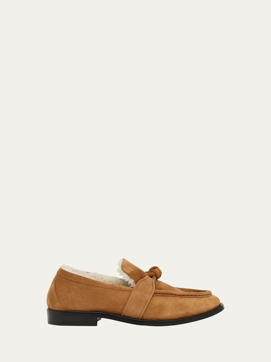 Astaire Suede Shearling-Lined Knot Loafers - 1