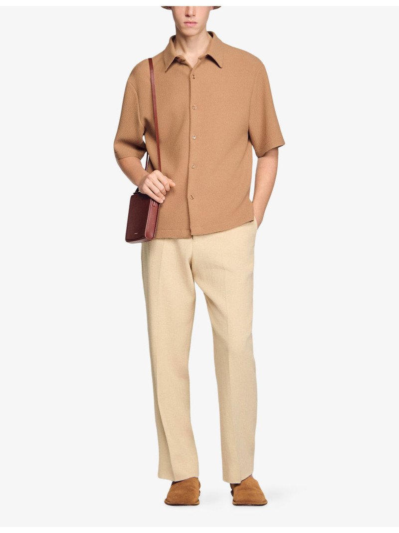 Sandro Textured Shark-Collar Stretch-Woven Shirt outlook
