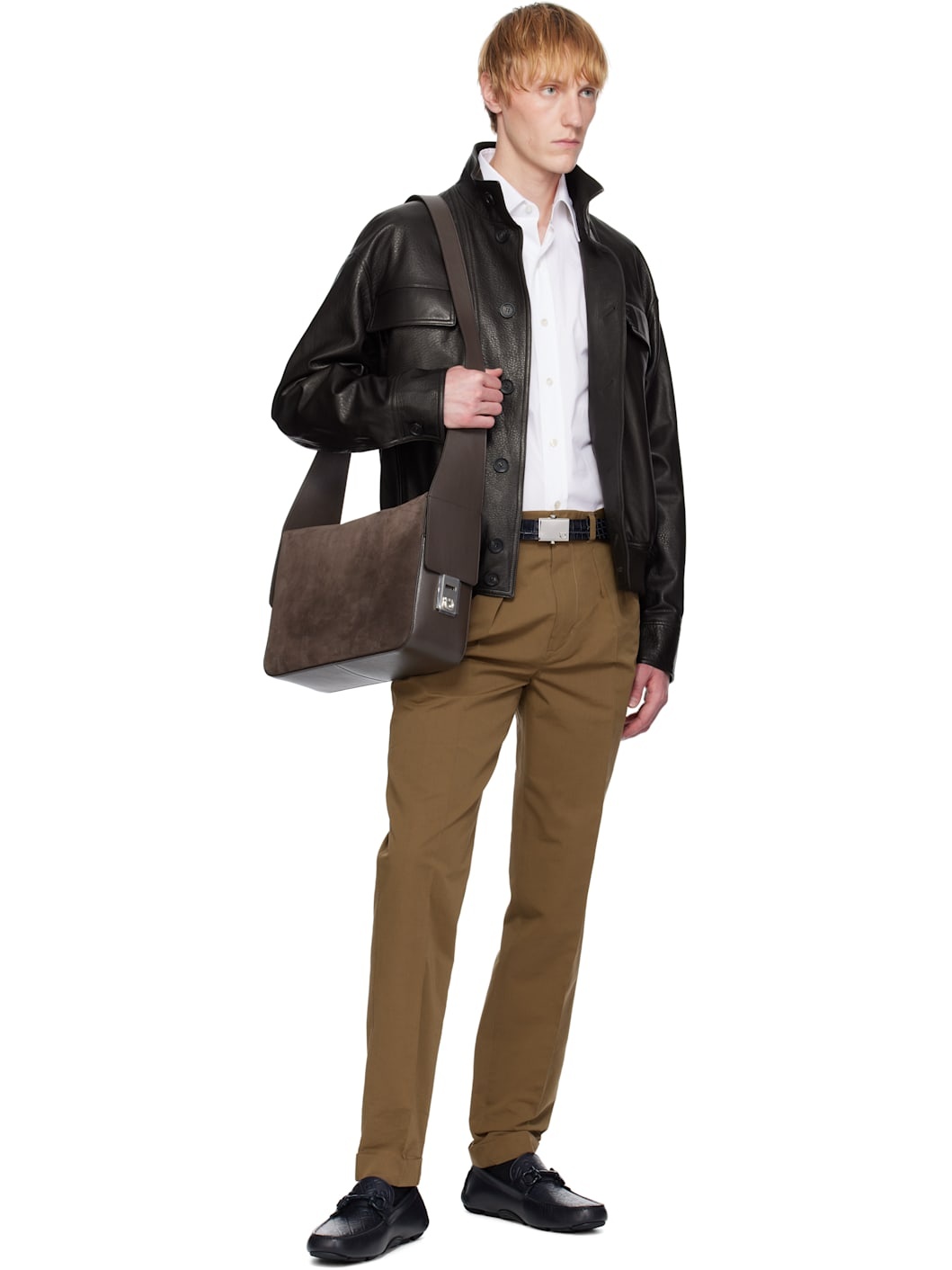 Brown Medium 'Gancini' Buckles Bag - 4