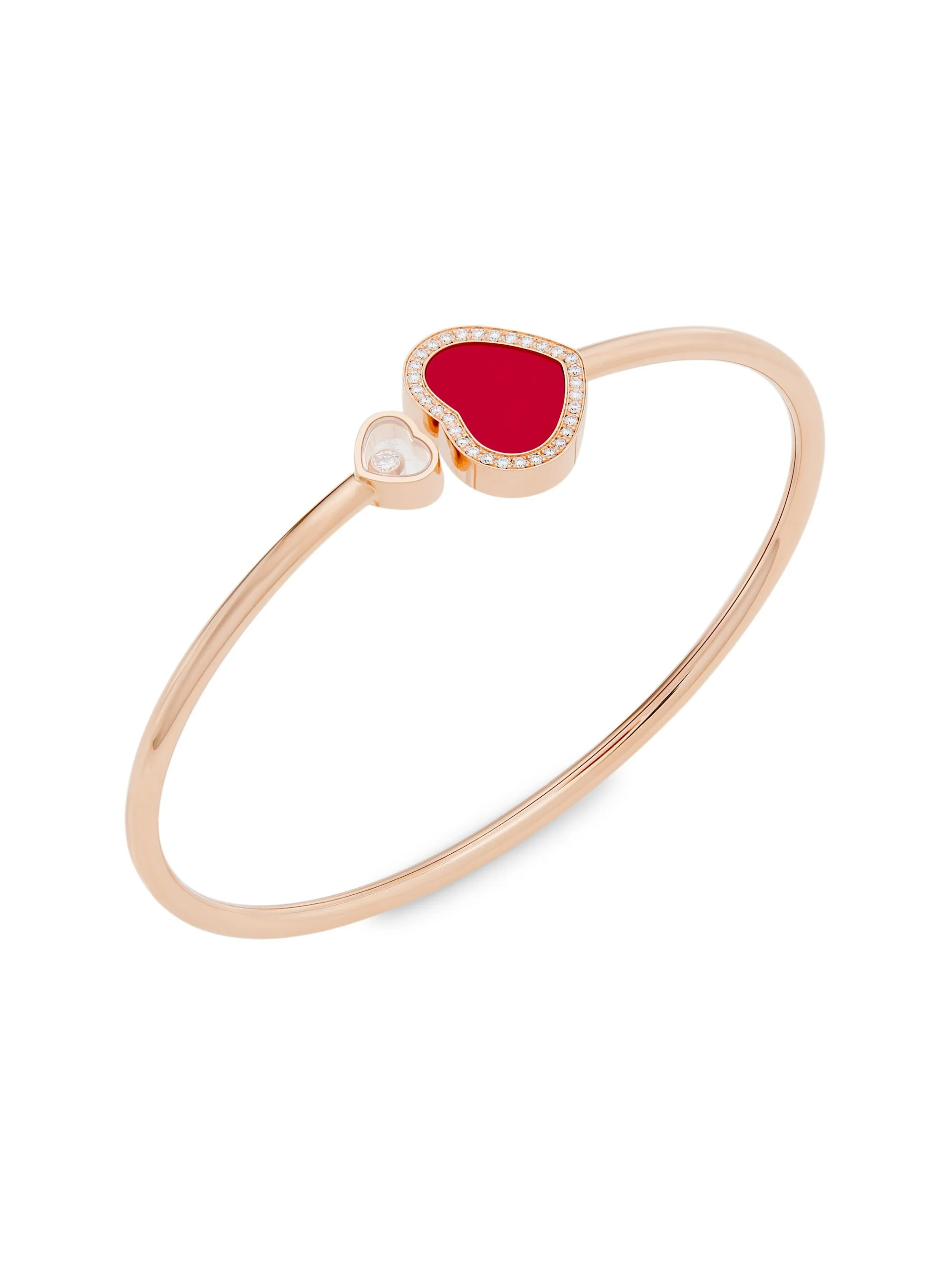 Women's Happy Hearts 18K Rose Gold & Diamond Bangle - Rose Gold - 1