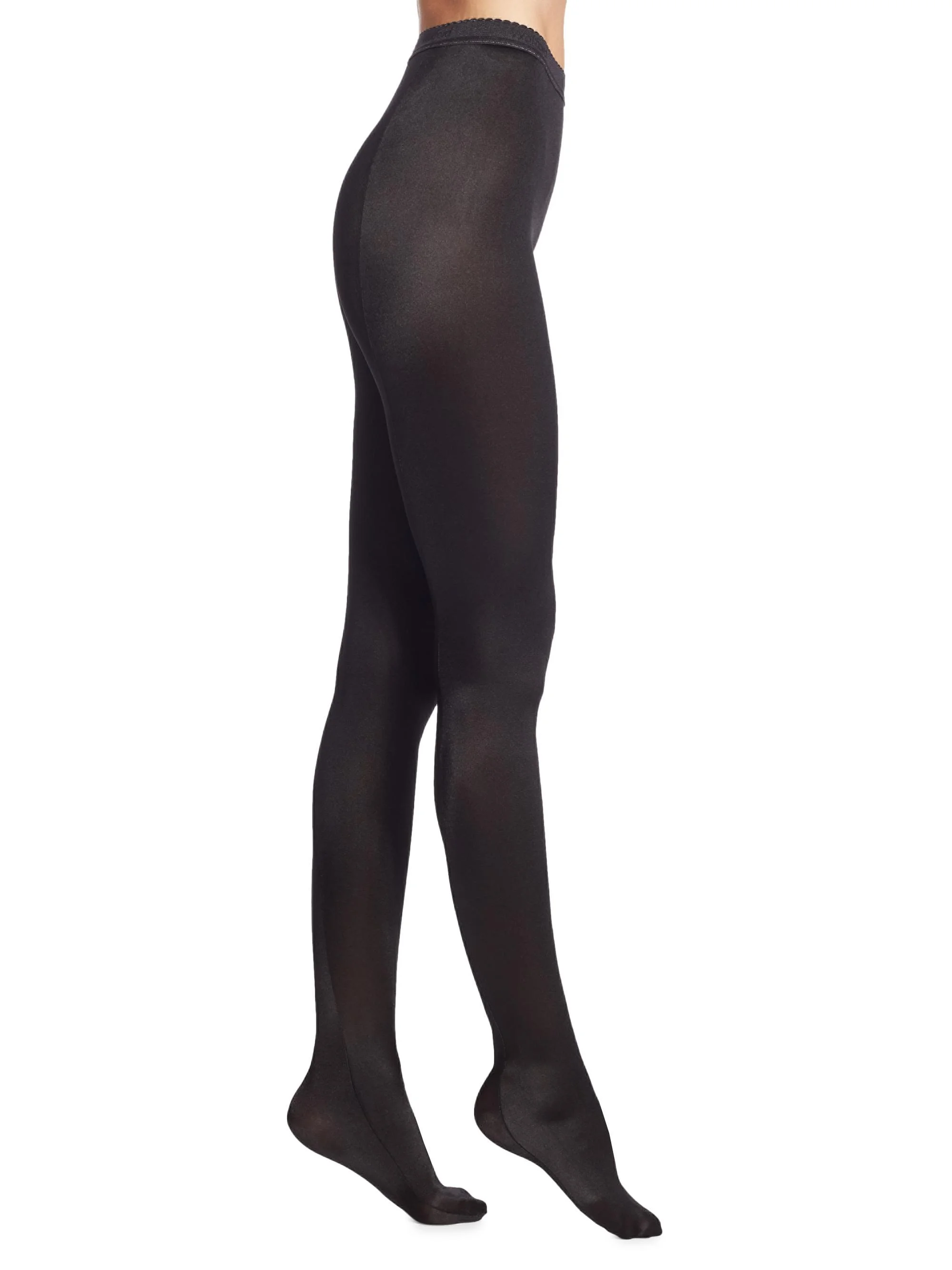 Women's Satin De Luxe High-RIse Opaque Tights - Black - 1