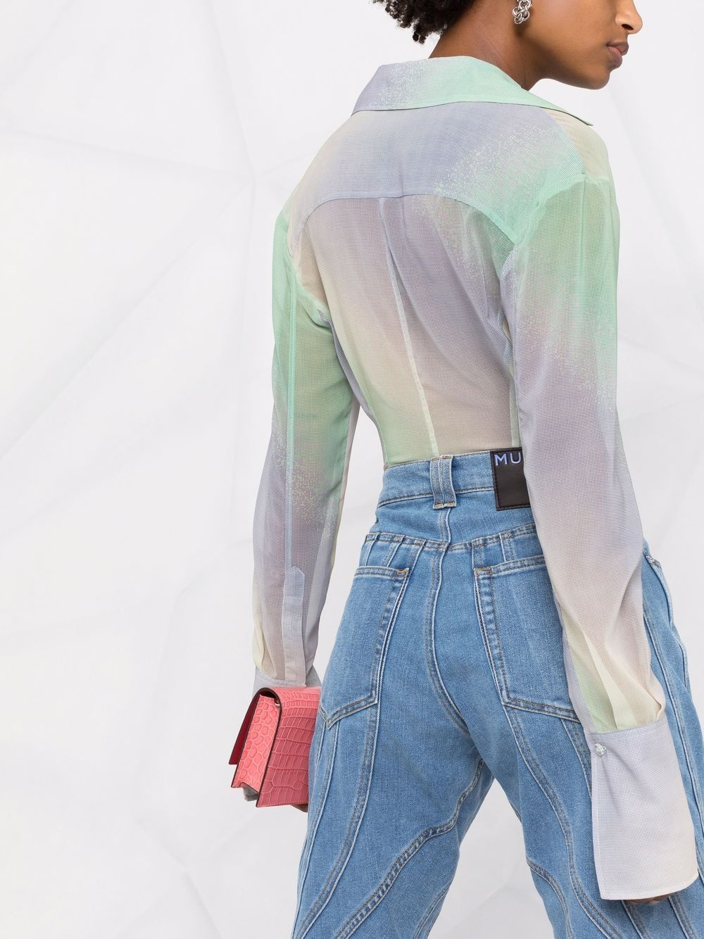 gradient mesh button-up shirt - 5