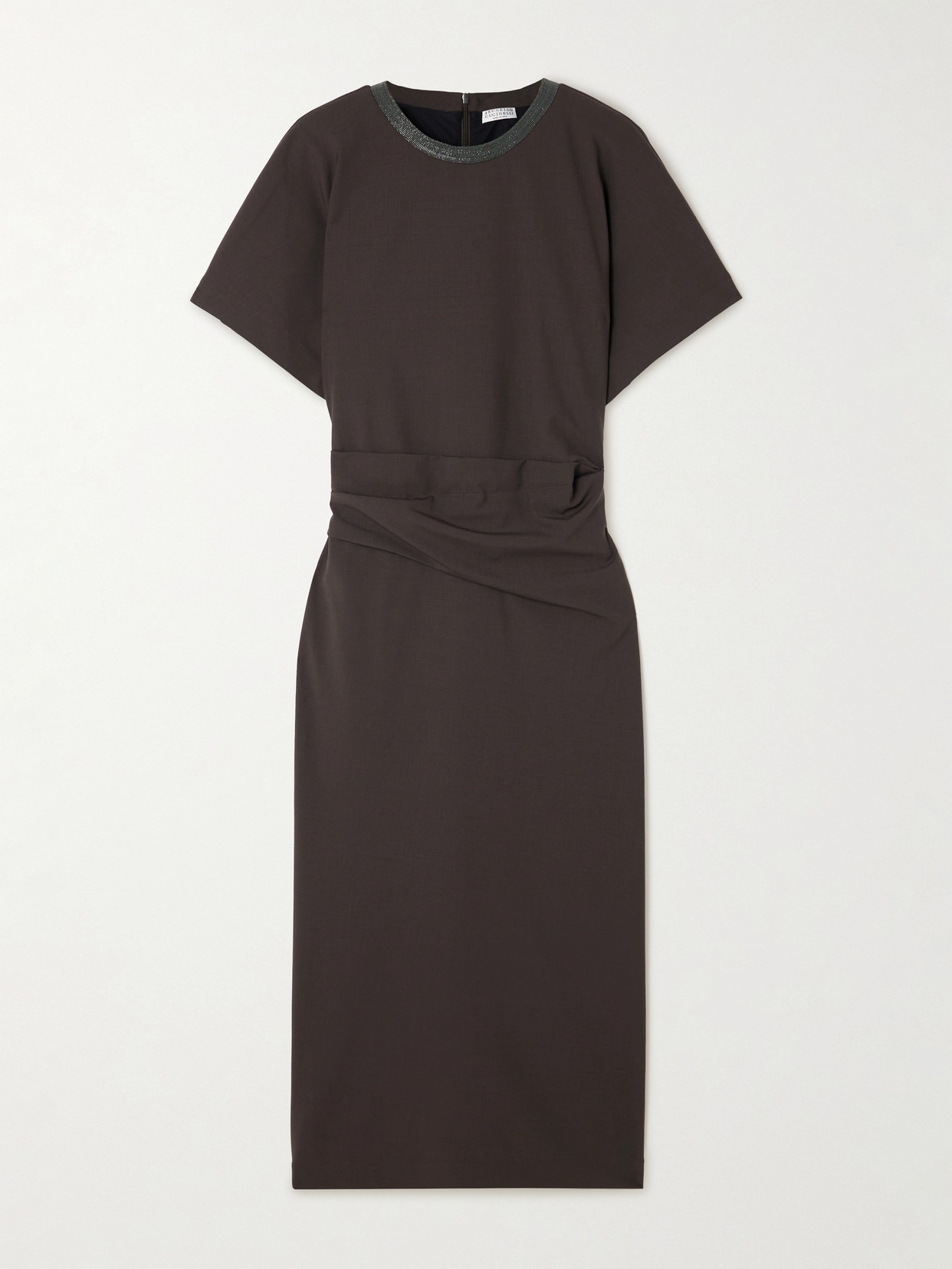 Embellished Draped Virgin Wool-blend Midi Dress - 1