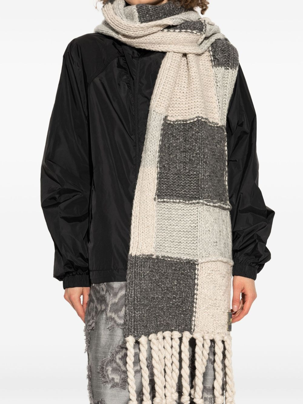 patchwork fringed scarf - 4