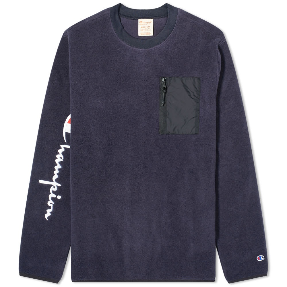 Champion Reverse Weave Script Arm Fleece Crew Sweat - 1