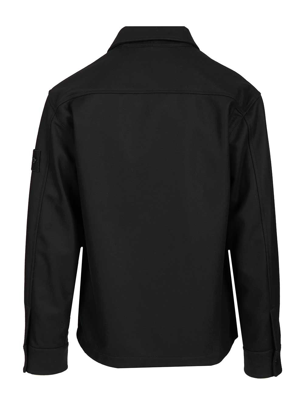 Wool Blend Overshirt Shirts Blue - 2