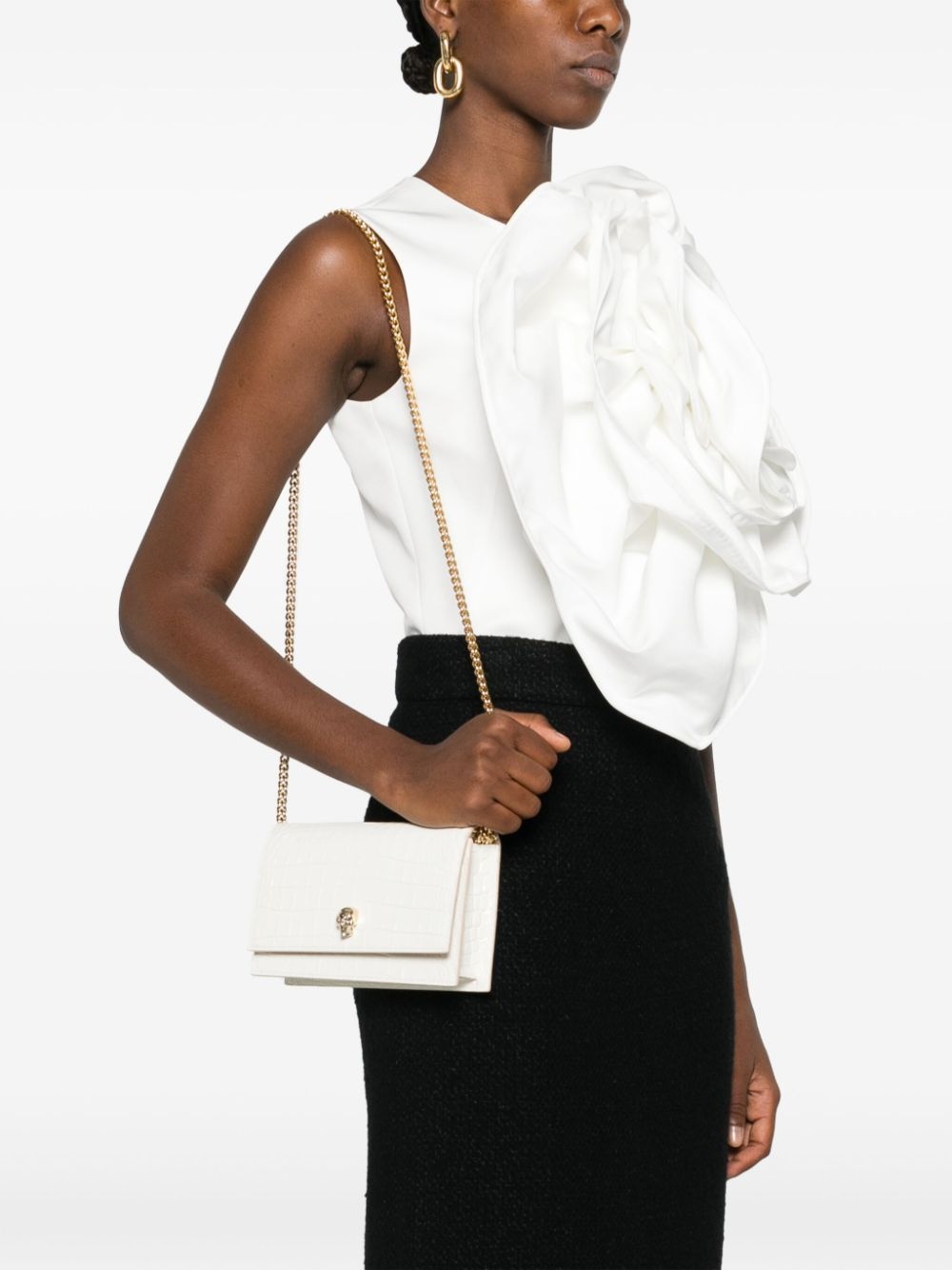 Skull crocodile-effect shoulder bag - 2