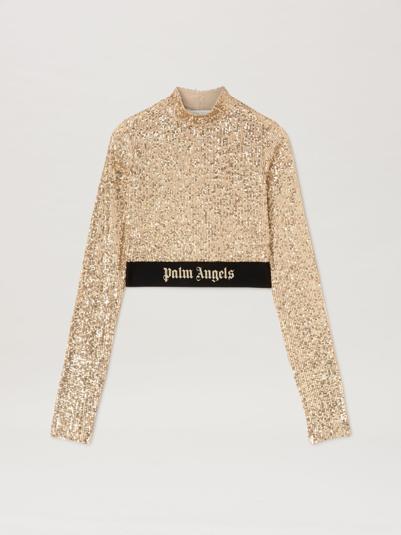 Logo Tape Sequins Top 1