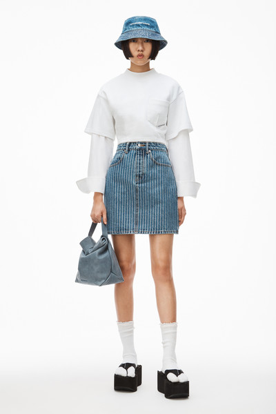 Alexander Wang CRYSTAL STRIPE SKIRT IN DENIM outlook