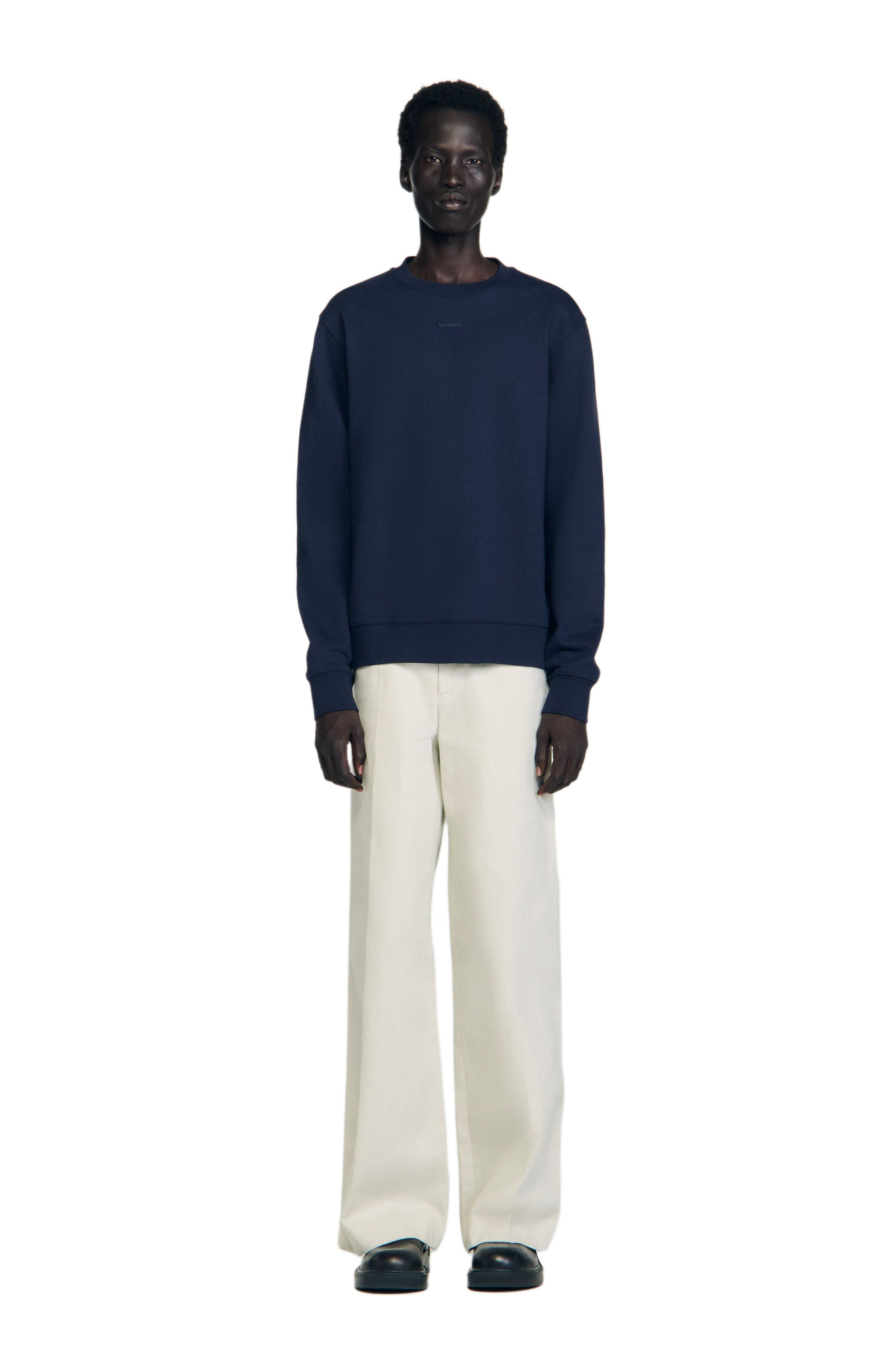SANDRO Logo sweatshirt in Midnight Blue at Nordstrom - 3