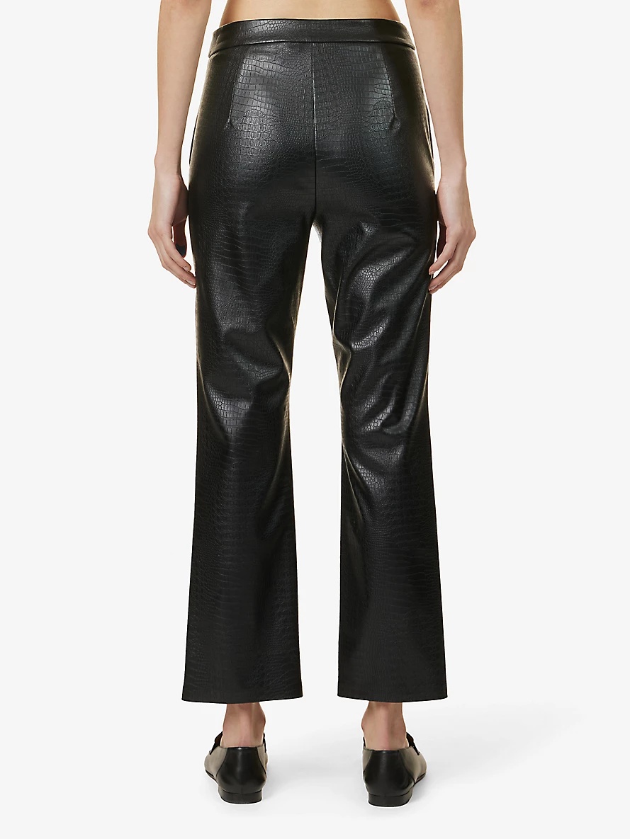 Queva snake-embossed straight-leg mid-rise faux-leather trousers - 4