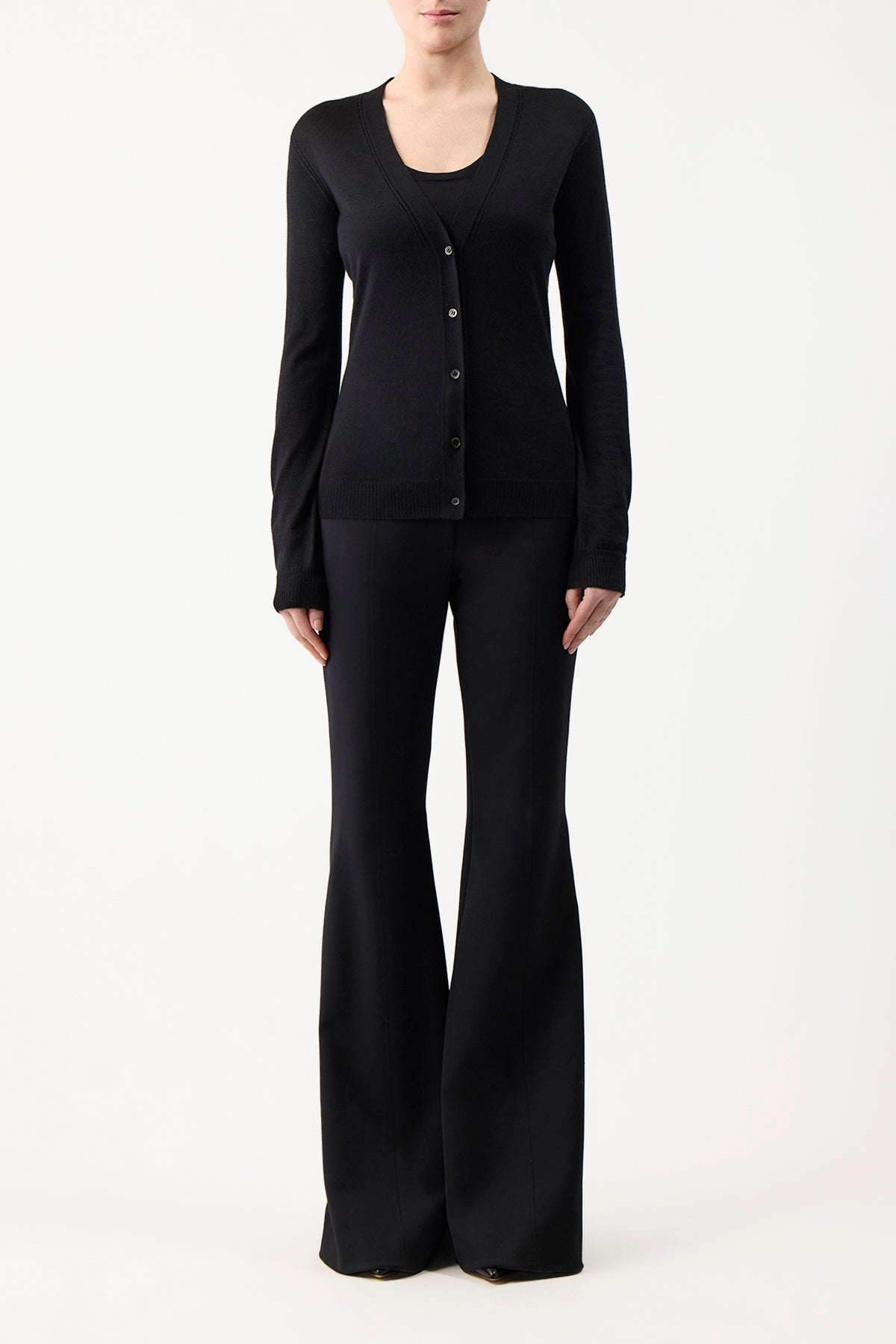 Tori Cardigan in Black Silk Cashmere - 2