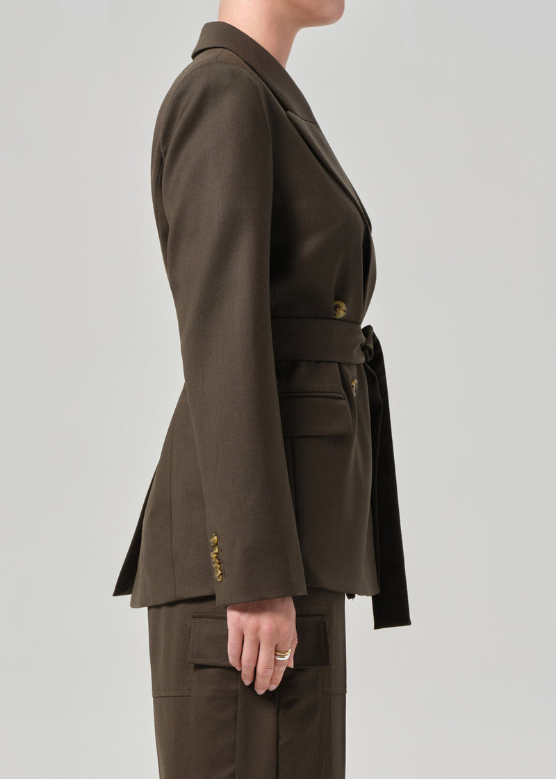 Belted Peak Label Blazer In Tobacco 4