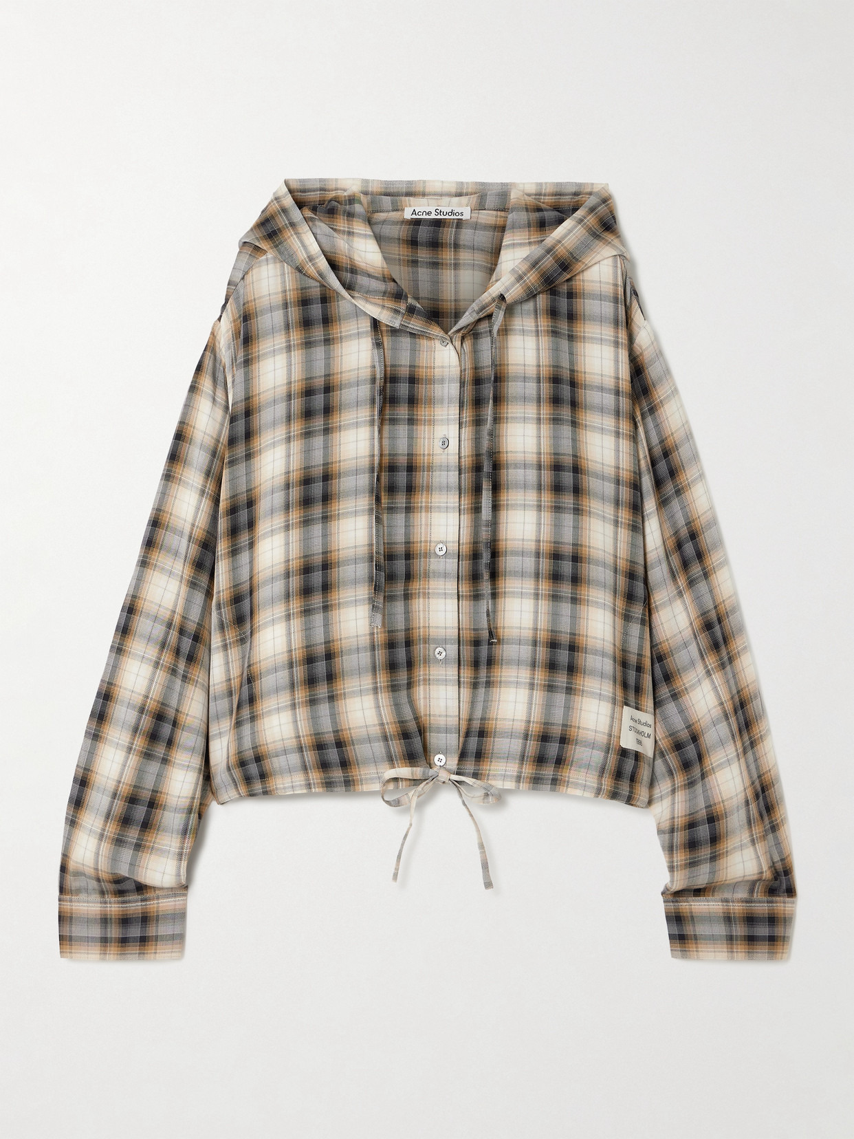 Hooded Appliquéd Checked Woven Shirt - 1