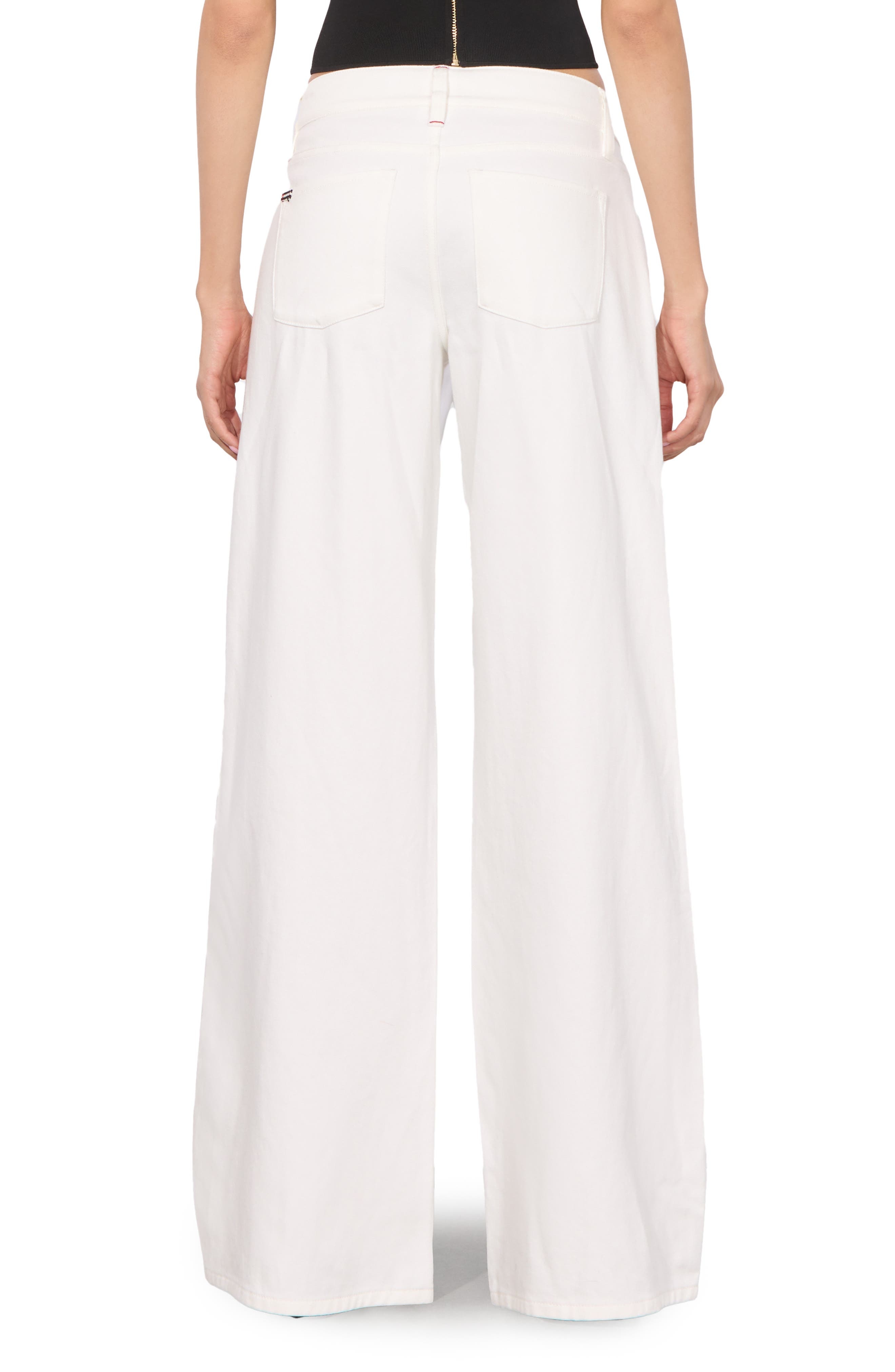 Alice + Olivia Trish Low Rise Baggy Jeans in Off White at Nordstrom - 2