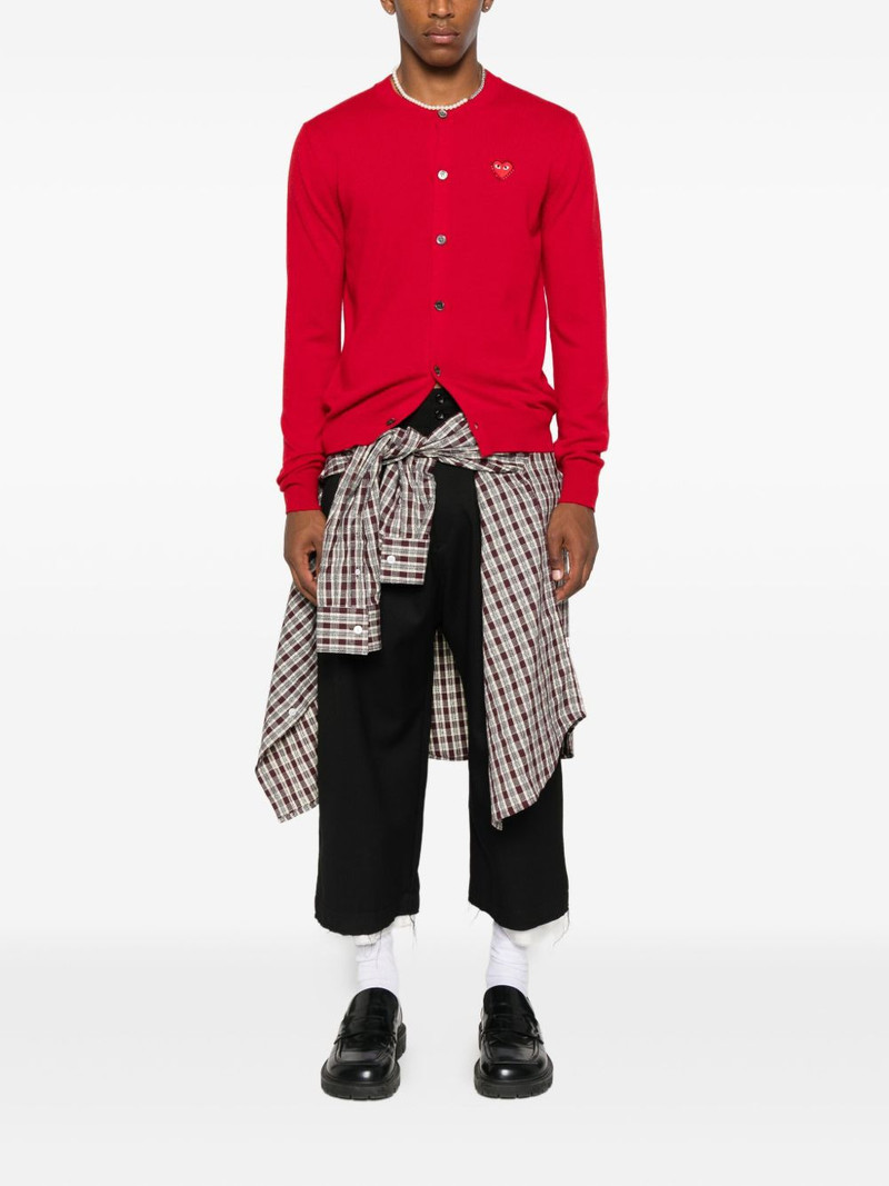 Comme des Garçons PLAY heart-emblem rhinestone-embellishment cardigan outlook