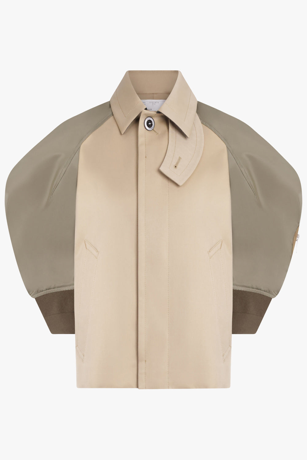 CONTRAST JACKET WITH EXAGGERATED WING SLEEVE | BEIGE/TAUPE - 1