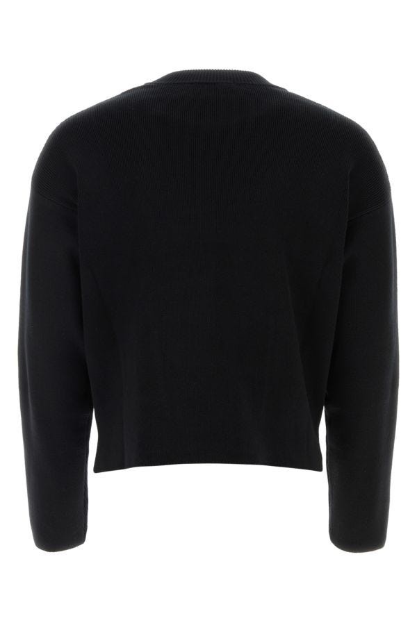 Black stretch cotton blend sweater - 2