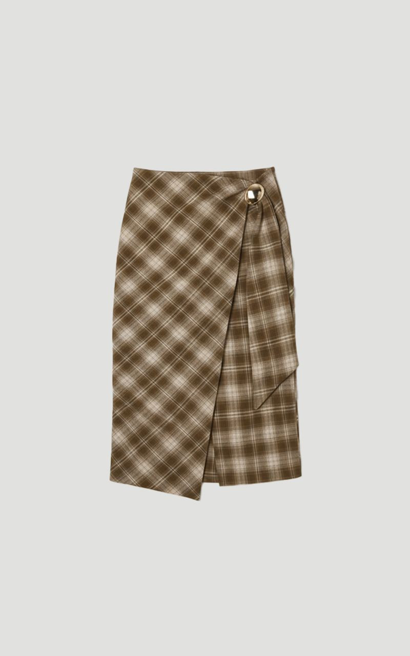 Petite Tailored Check Trim Detail Midi Skirt 4