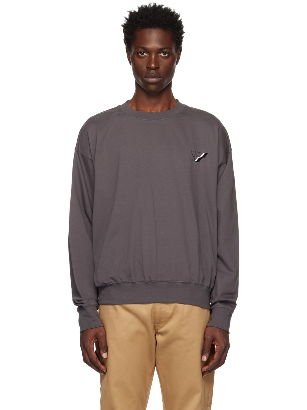 Gray W Line Sweatshirt - 1