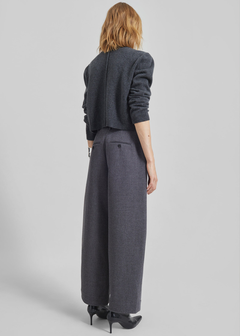 Sanve Tapered Leg Pants - Dark Grey Melange 8