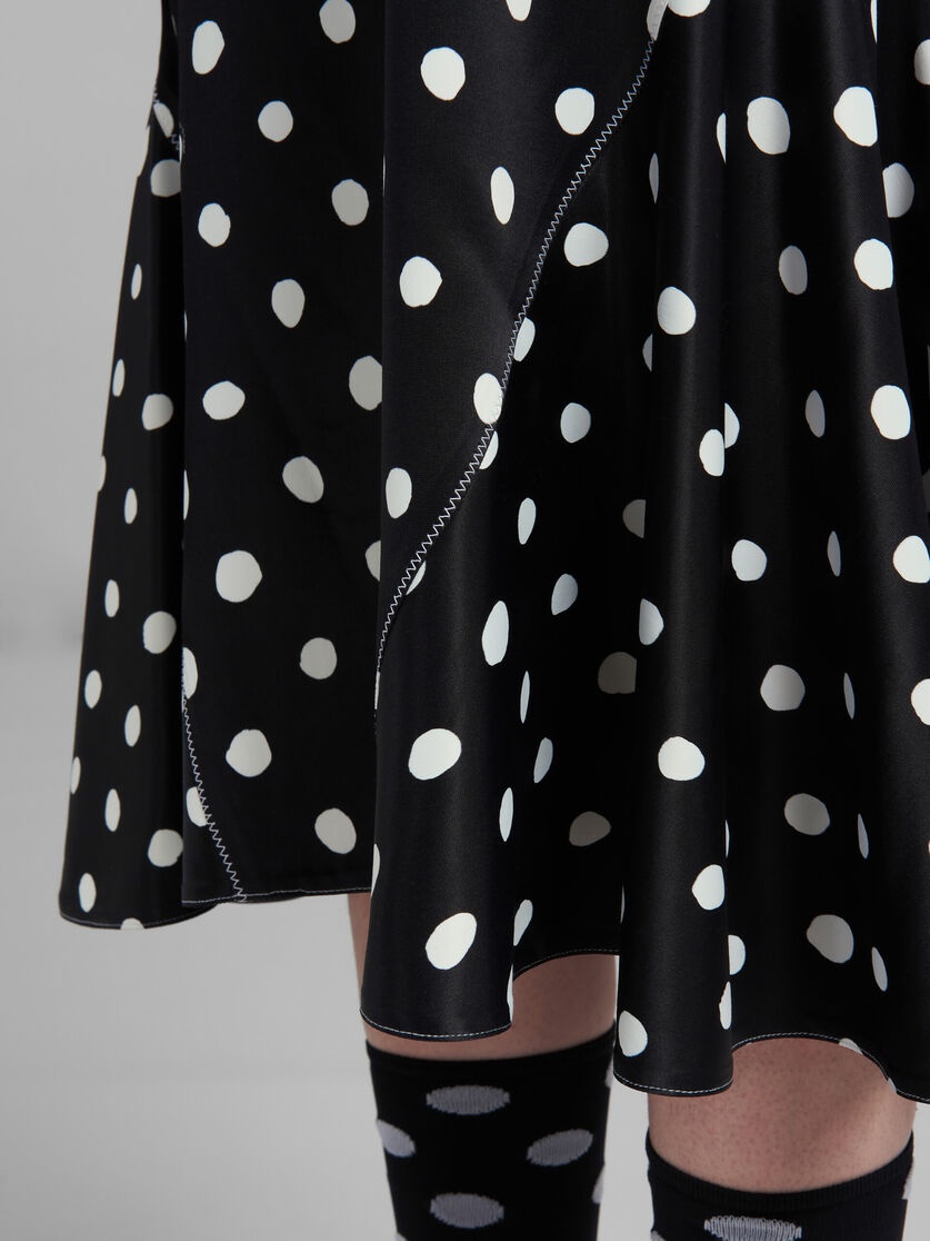 BLACK SATIN DRESS WITH POLKA DOTS - 5