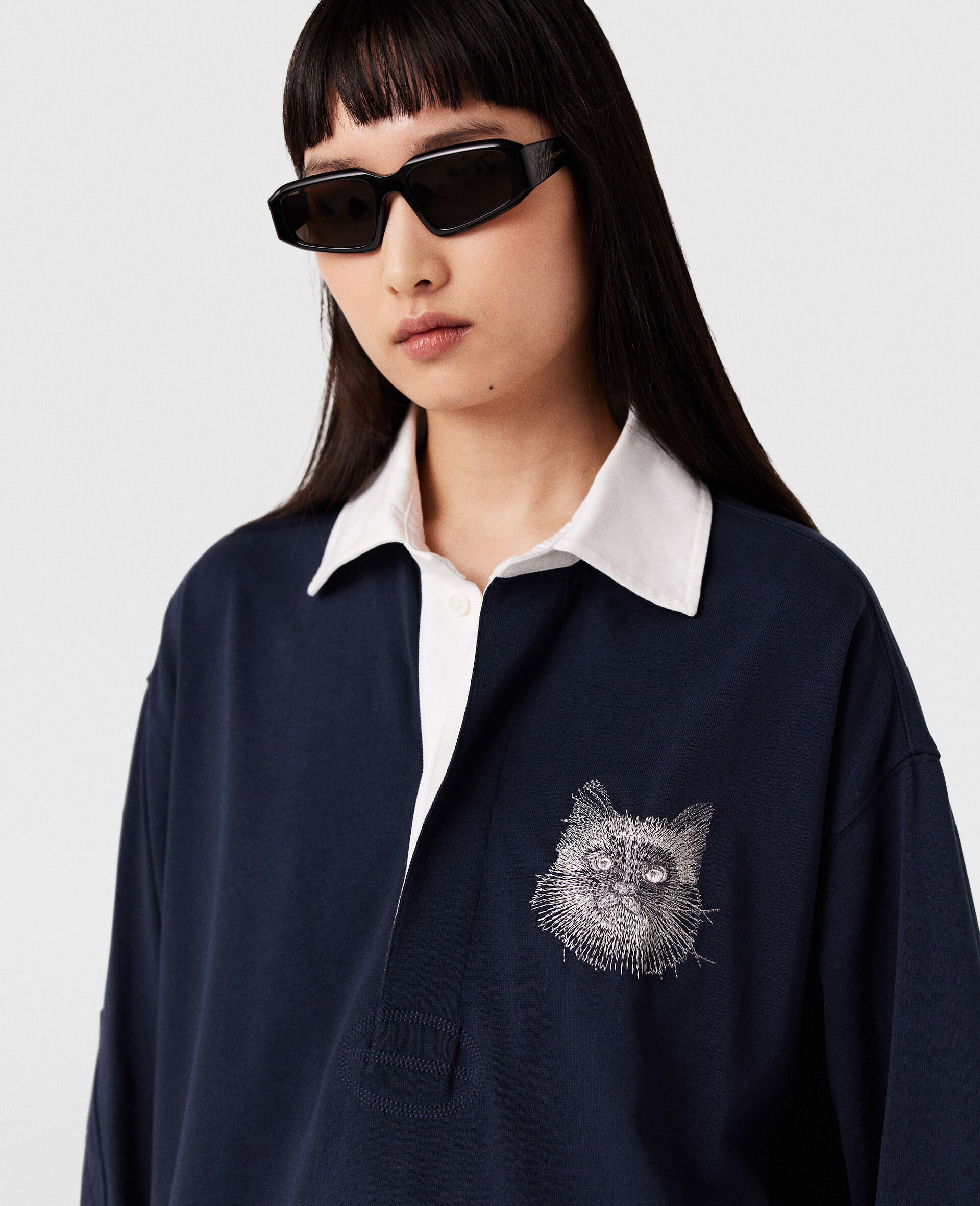 Cat-Embroidered Sweatshirt Dress - 2
