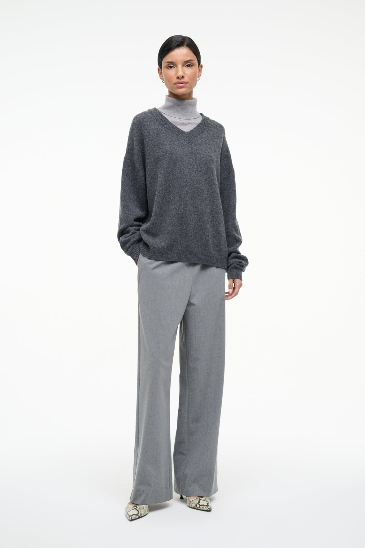 STAUD DORIS CASHMERE SWEATER CHARCOAL - 2