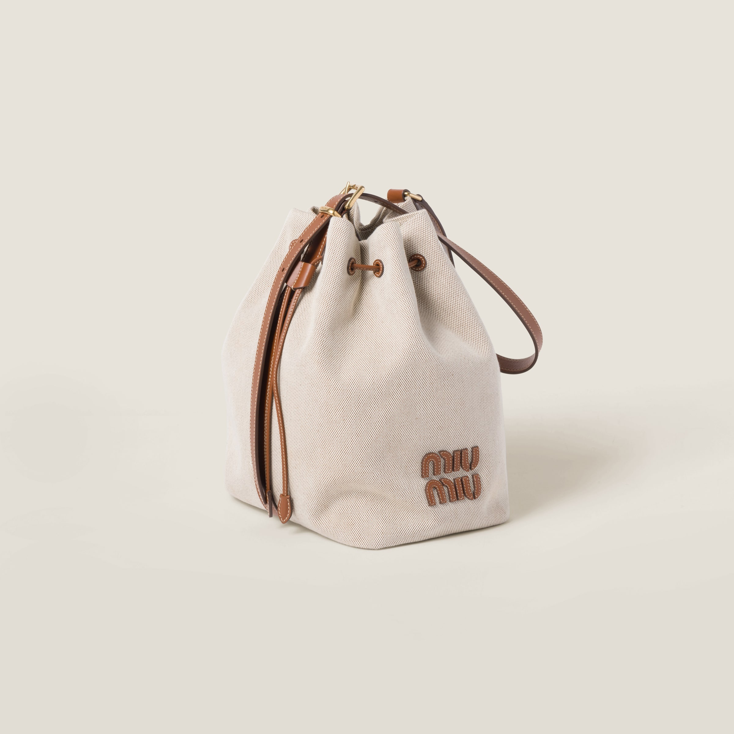 Canvas and leather bucket bag - 3