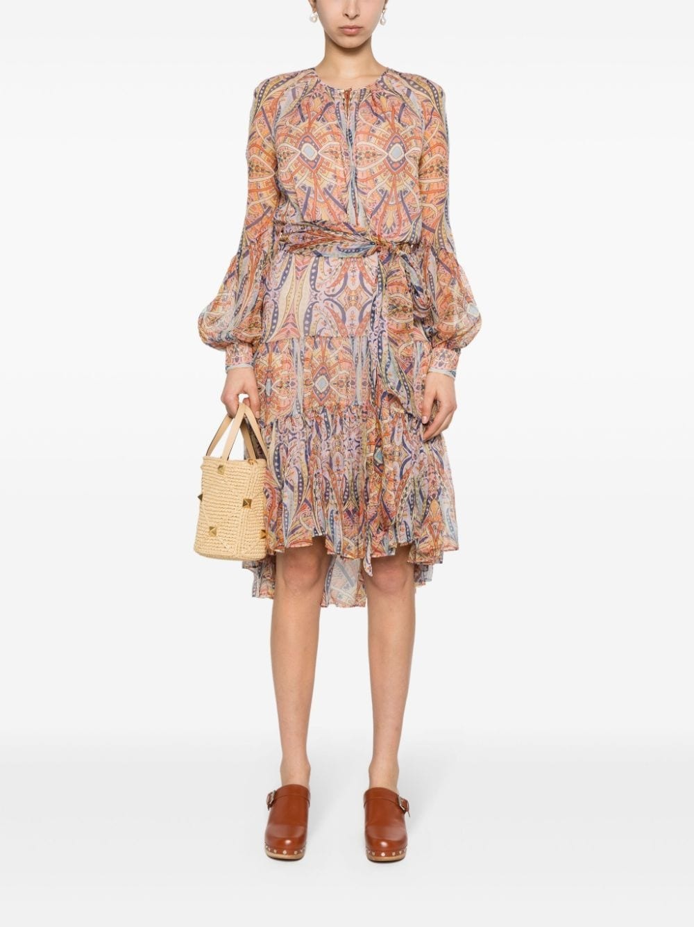 graphic-print silk midi dress - 2