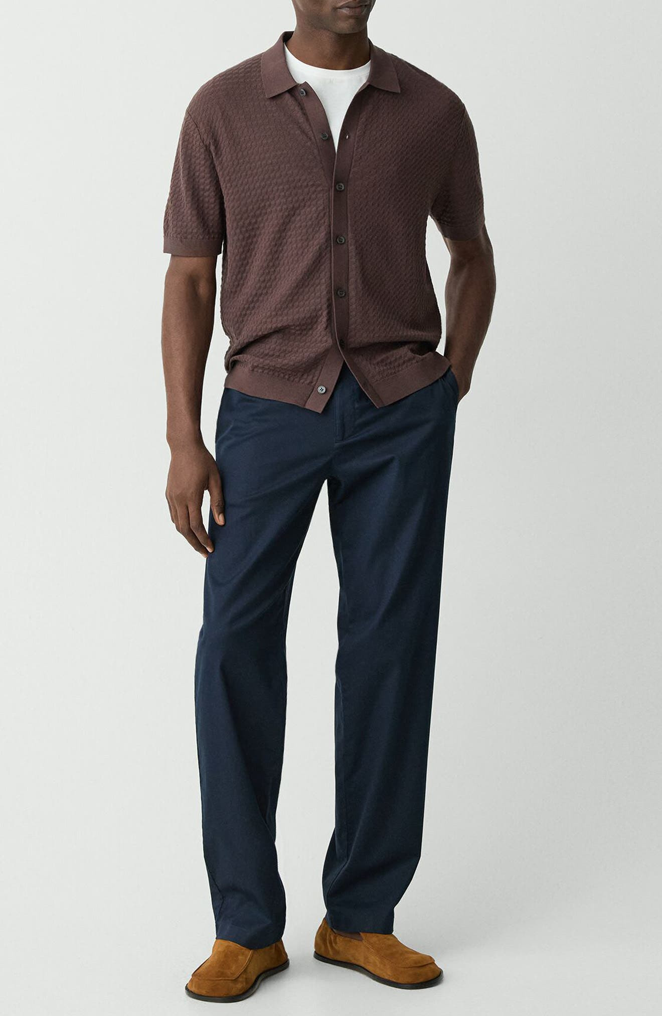 Theory Cairn Short Sleeve Organic Cotton Button-Up Shirt in Dark Mocha at Nordstrom - 7