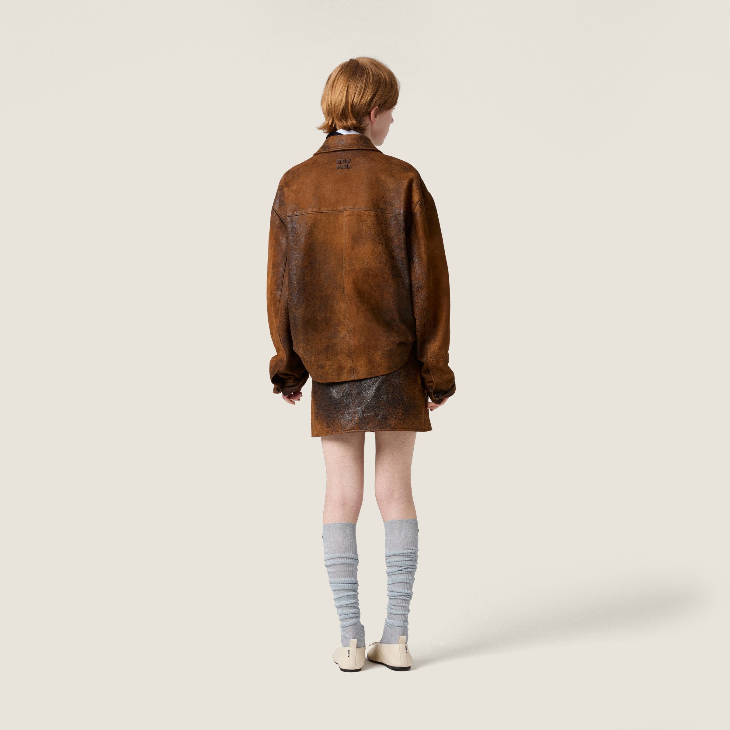 Waxed suede leather jacket - 3