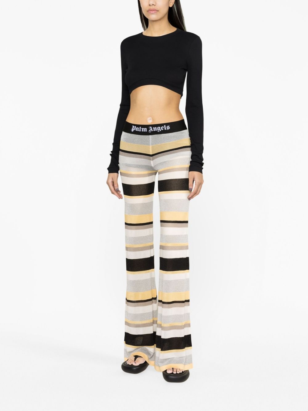 striped lurex-knit trousers - 2