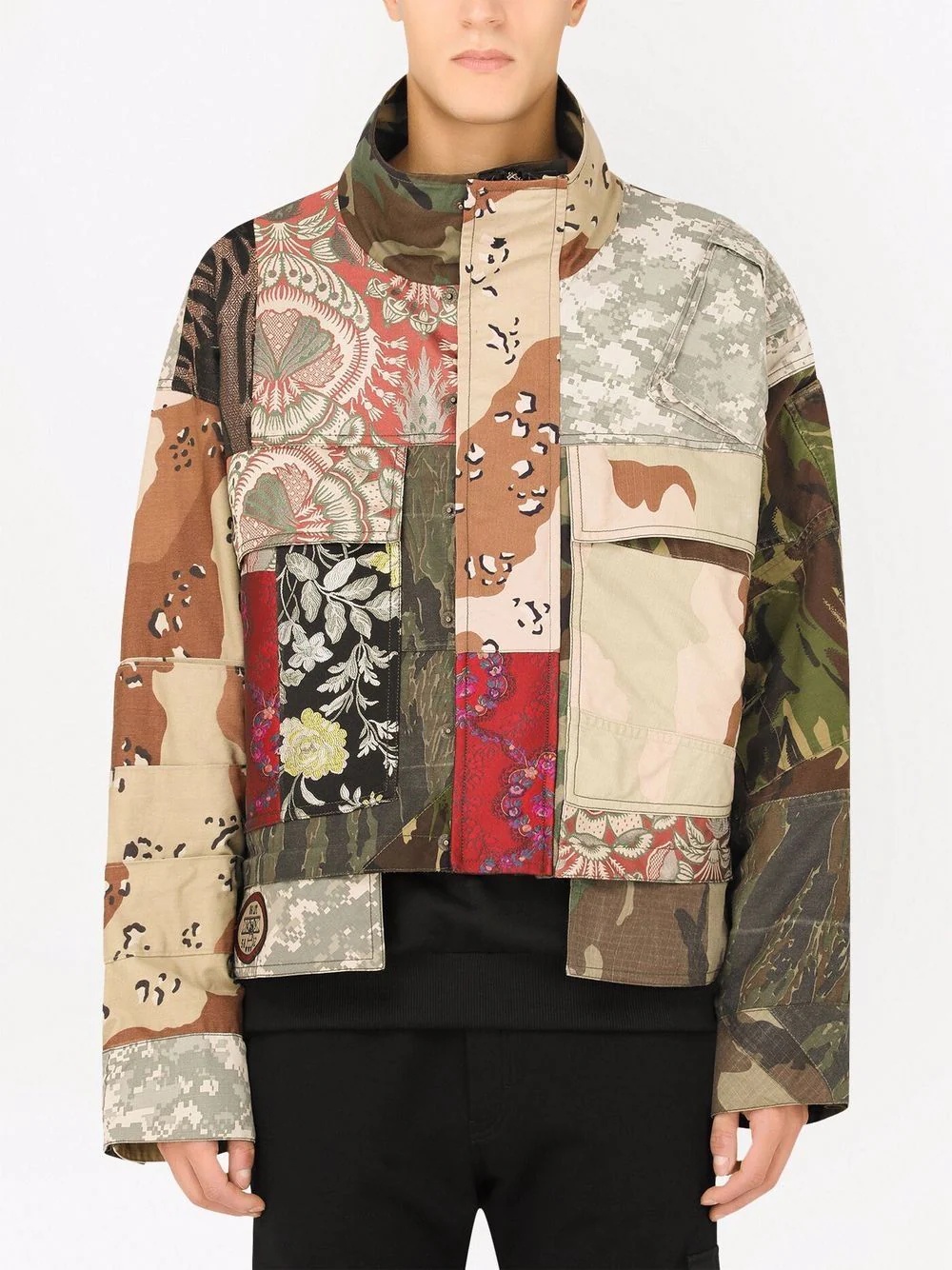 multi-print patchwork jacket - 3