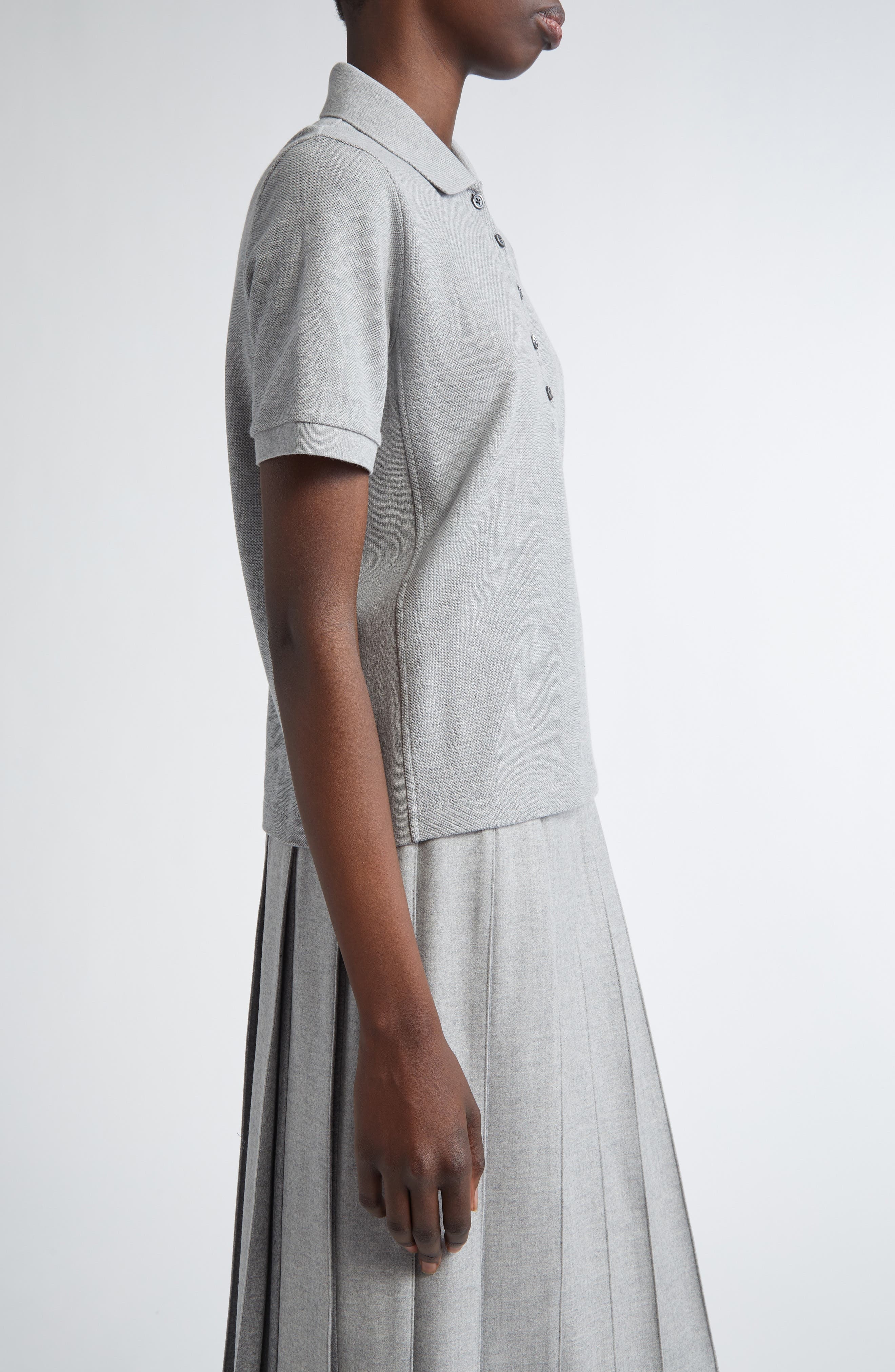 Thom Browne 4-Bar Cotton Piqué Polo in Grey at Nordstrom - 4