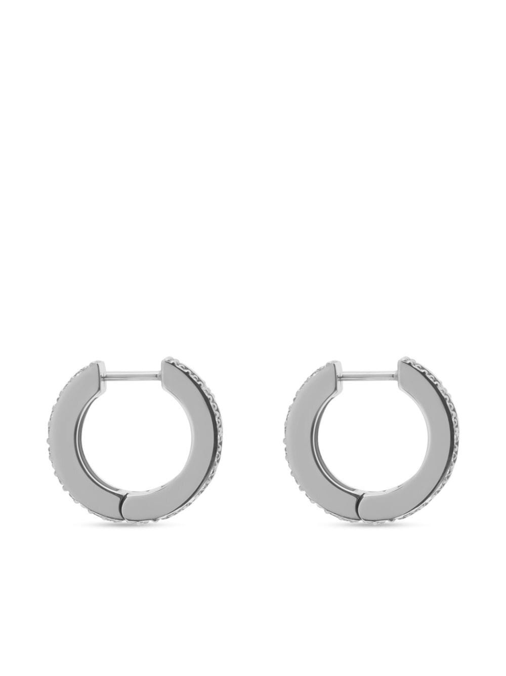 logo-embossed embellished hoop earrings - 3