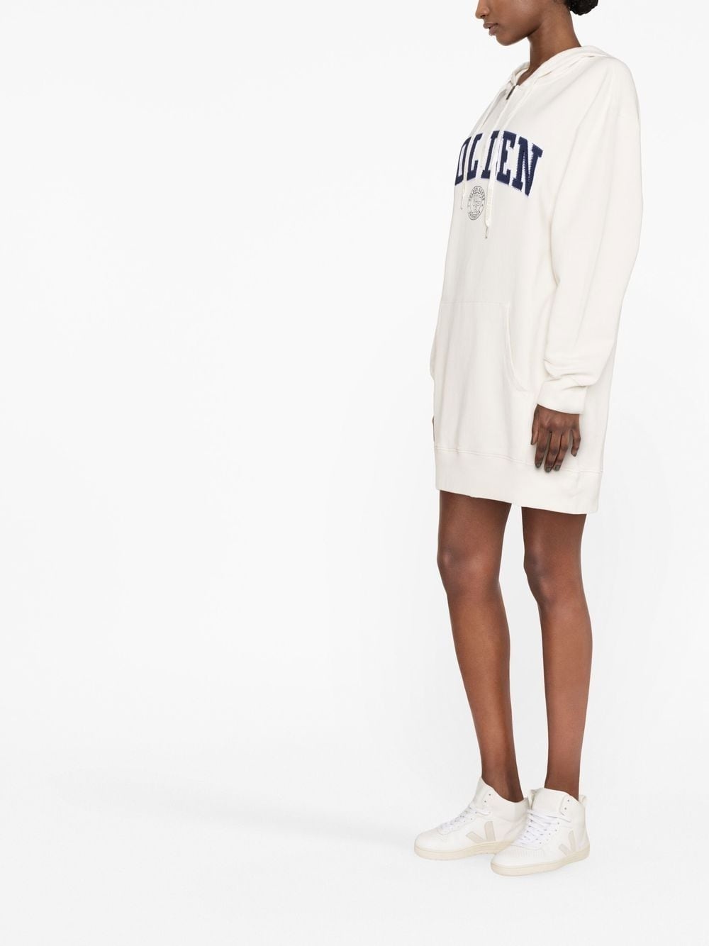 logo appliqué hoodie dress - 3