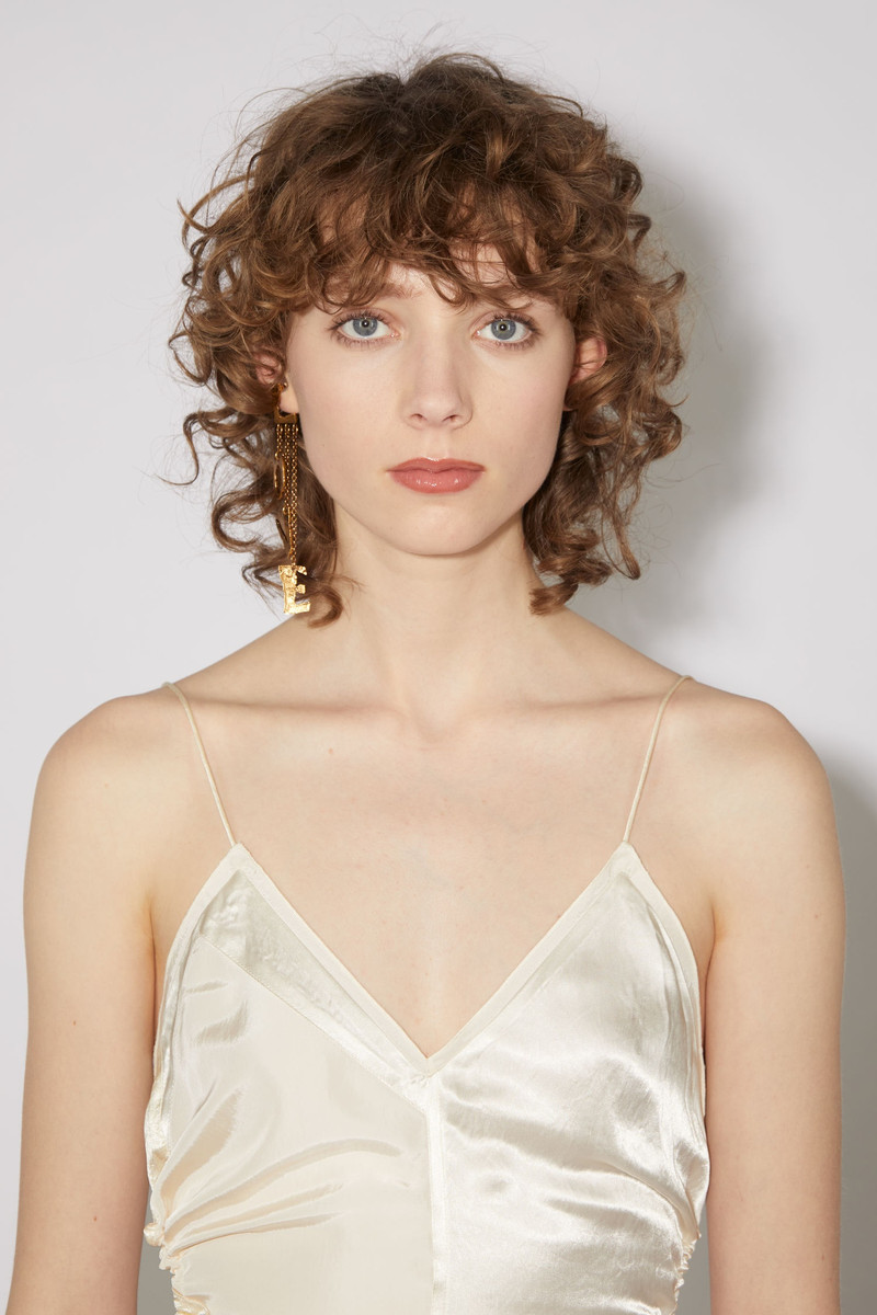Hammered satin dress - Ecru beige 6