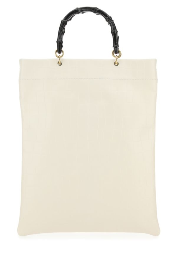 JIL SANDER Ivory Leather Medium Shopping Bag - 3