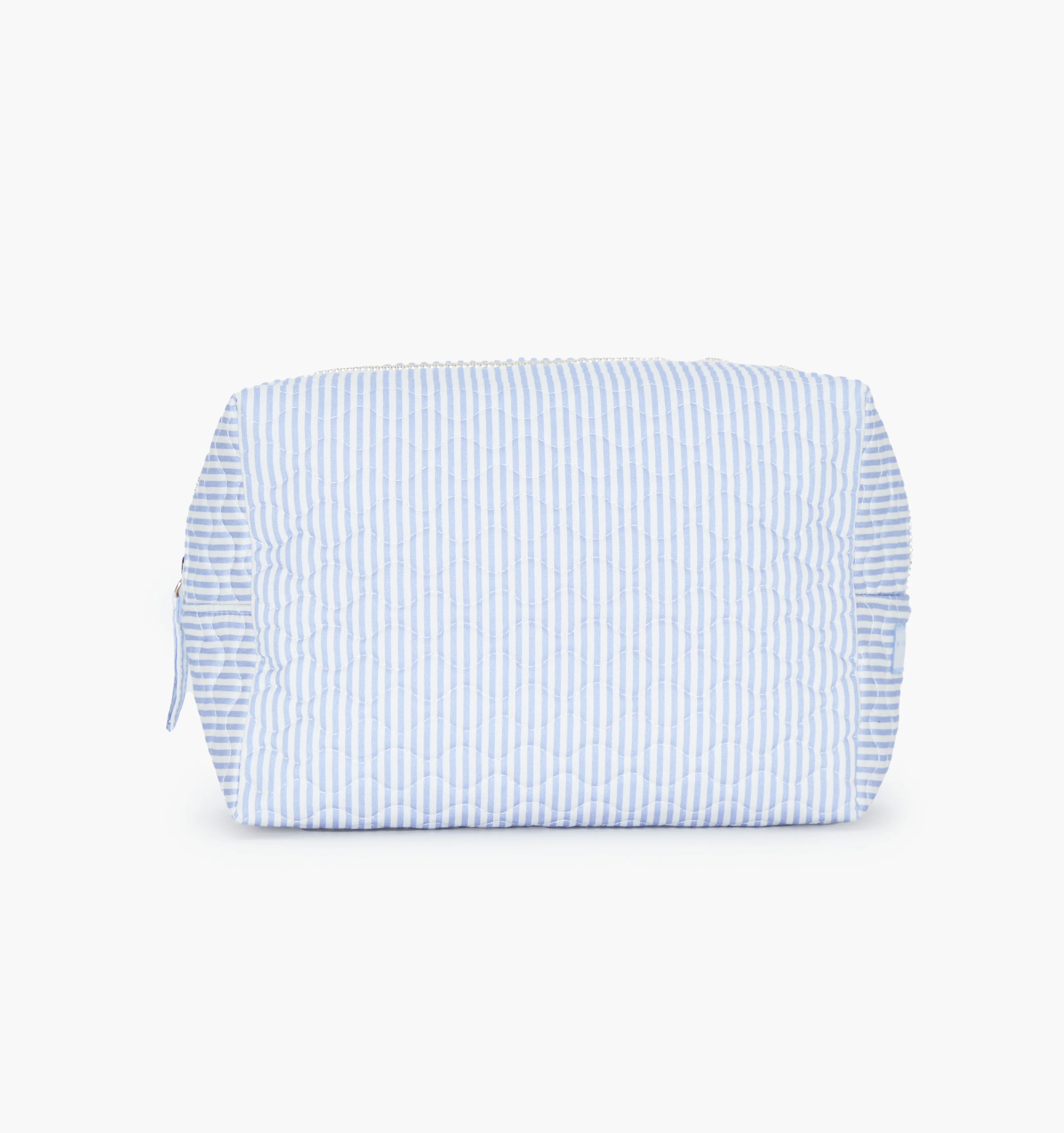 The Quilted Cosmetic Bag - Blue/White Stripe - 1