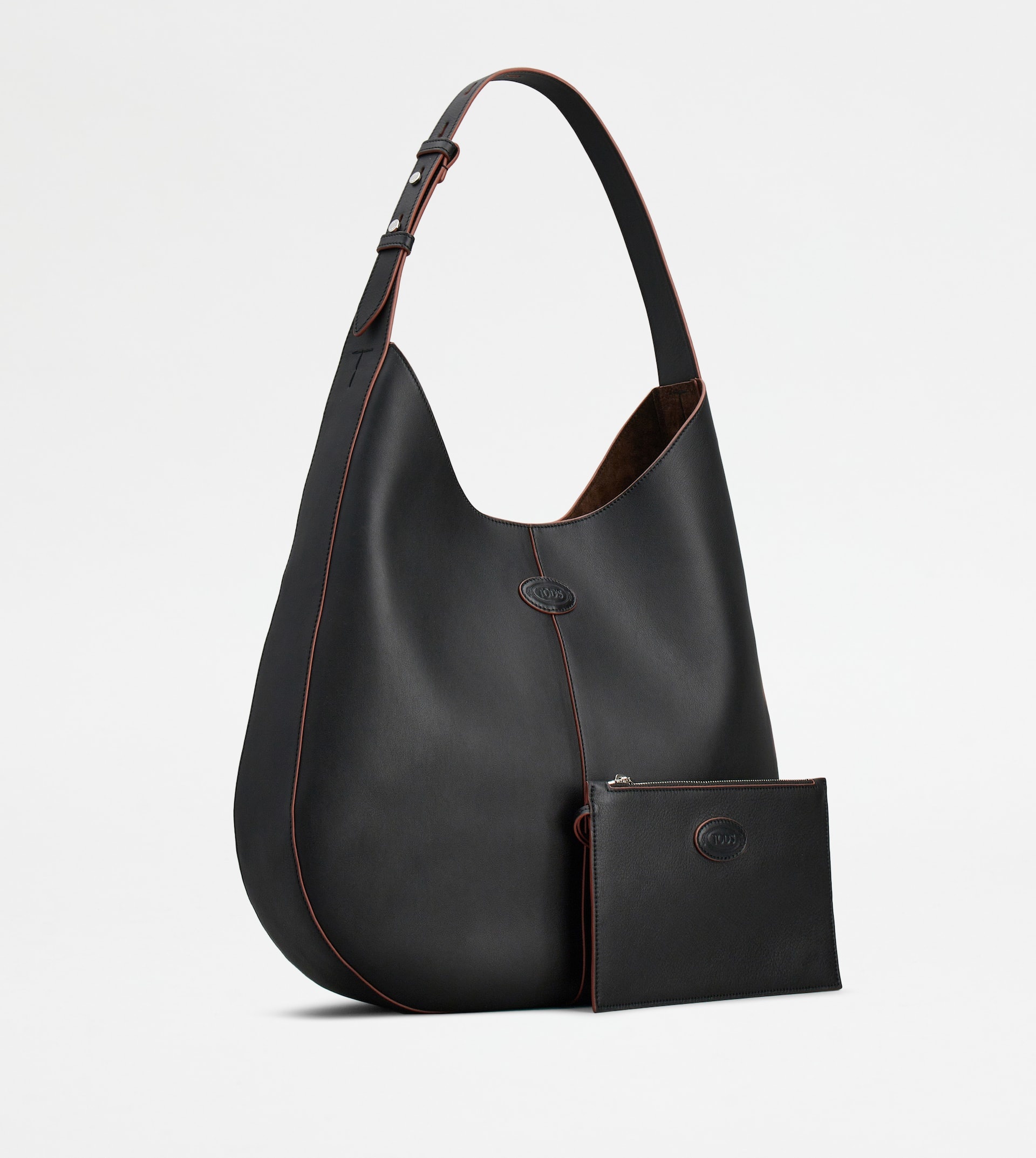 TOD'S DI BAG HOBO IN LEATHER MEDIUM - BLACK - 3