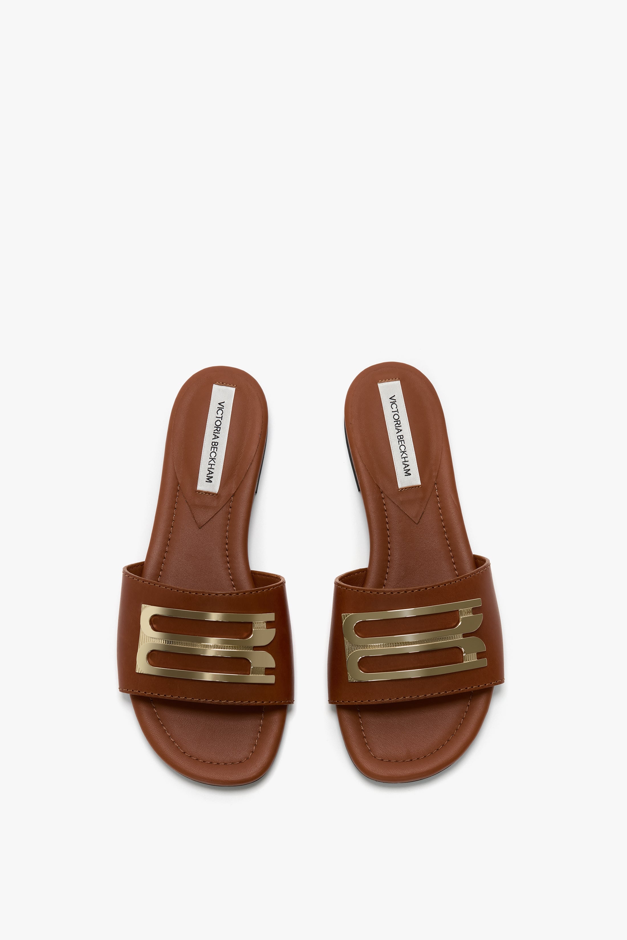 B Buckle Slide In Light-Pastel Brown Leather - 4